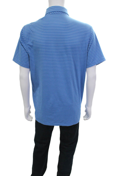 Vineyard Vines Mens Button-Down Blue Striped Cotton Short Sleeve Size M