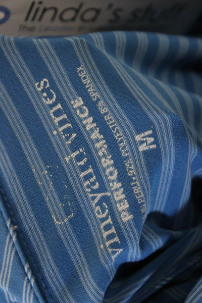 Vineyard Vines Mens Button-Down Blue Striped Cotton Short Sleeve Size M