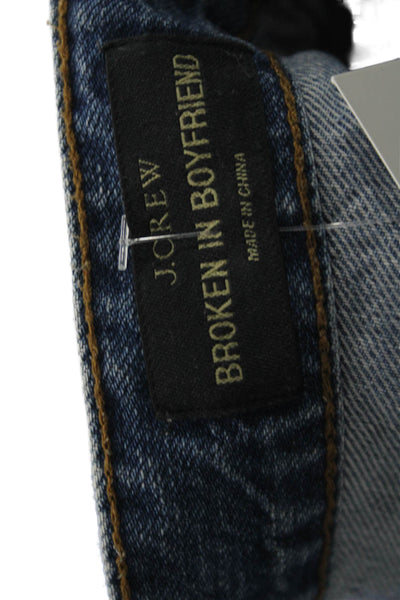 J Crew Womens Boyfriend Jeans Blue Mid Rise 28in 100% Cotton Size 27