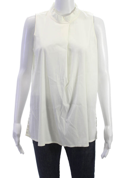 Theory Women White Mock Neck Sleeveless Basic Blouse Size M