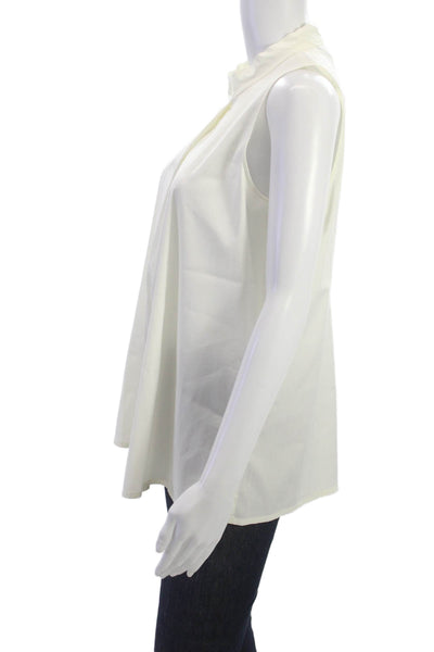Theory Women White Mock Neck Sleeveless Basic Blouse Size M