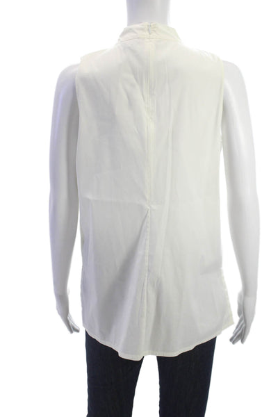 Theory Women White Mock Neck Sleeveless Basic Blouse Size M