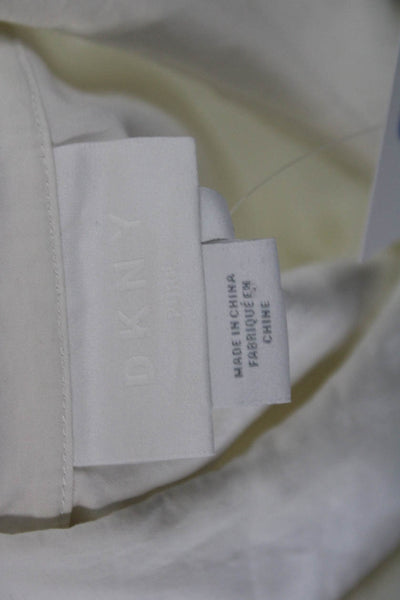 DKNY Womens Basic Button-Up White Collared Long Sleeve Cotton Elastane Size M