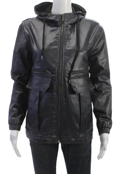 Zara Man Unisex Windbreaker Black Drawstring High Neck Biker Long Sleeve Size S