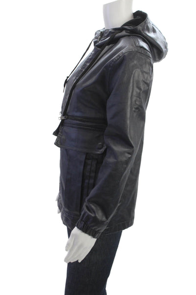Zara Man Unisex Windbreaker Black Drawstring High Neck Biker Long Sleeve Size S