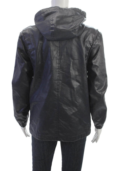 Zara Man Unisex Windbreaker Black Drawstring High Neck Biker Long Sleeve Size S