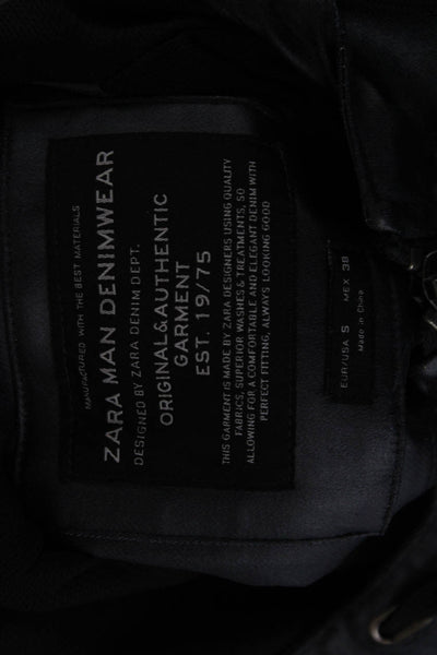 Zara Man Unisex Windbreaker Black Drawstring High Neck Biker Long Sleeve Size S