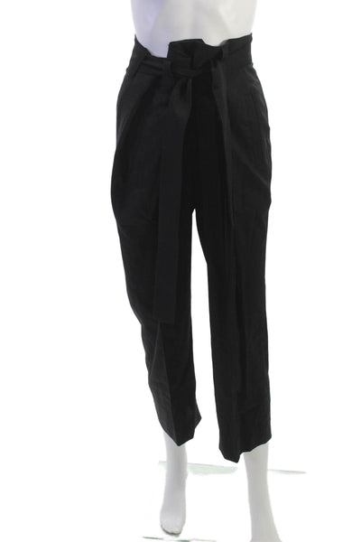 J Crew Womens Paperbag Cropped Ankle Dress Pants Black Wool Size 12