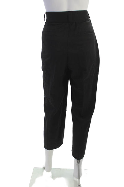 J Crew Womens Paperbag Cropped Ankle Dress Pants Black Wool Size 12