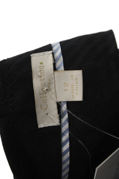 J Crew Womens Paperbag Cropped Ankle Dress Pants Black Wool Size 12