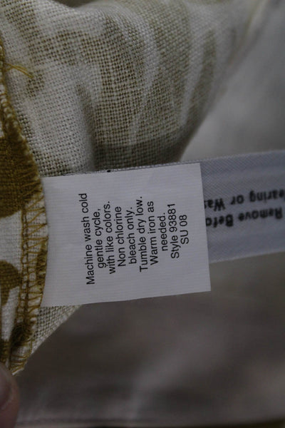 J Crew Unisex White Floral Linen Bermuda Chino Shorts Button Size 4