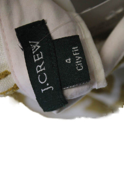 J Crew Unisex White Floral Linen Bermuda Chino Shorts Button Size 4