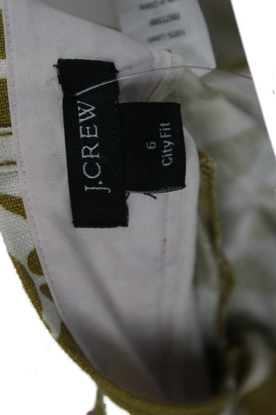 J Crew Unisex Linen Bermuda Chino Shorts White Floral Size 6