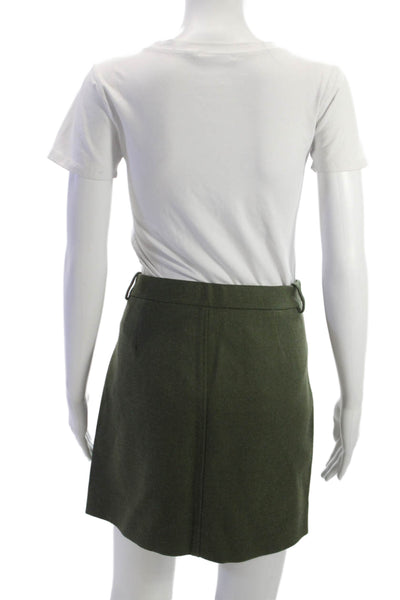 J Crew Womens Mini Pencil Wool Skirt Green Size 8