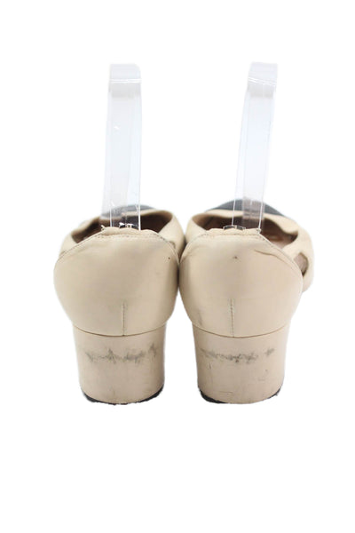 Sam Edelman Womens Leather Leah Cap Toe Pumps Beige Black Size 8.5 Medium