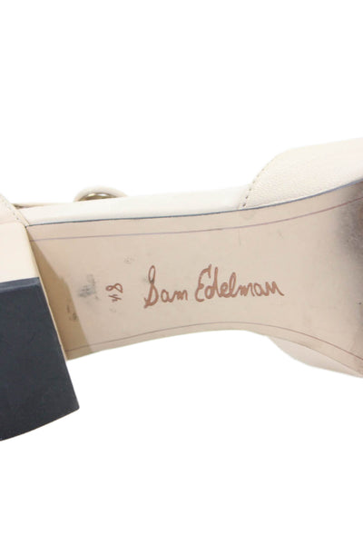 Sam Edelman Womens Leather Leah Cap Toe Pumps Beige Black Size 8.5 Medium