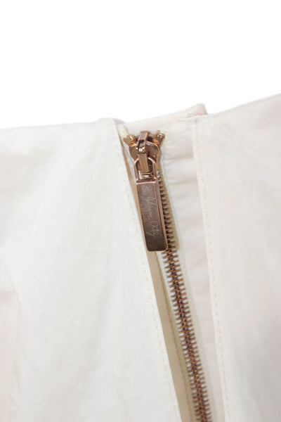 Johanna Ortiz Womens Beige Square Neck Button Up Blouse Size 8