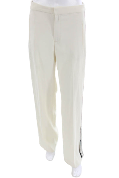 Zara Mens Striped White Jogger Pants Polyester Elastic Waistband Size M