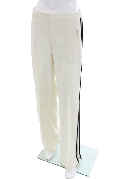Zara Mens Striped White Jogger Pants Polyester Elastic Waistband Size M