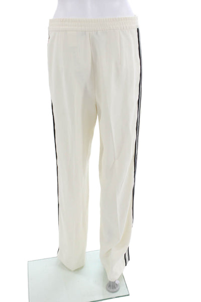 Zara Mens Striped White Jogger Pants Polyester Elastic Waistband Size M