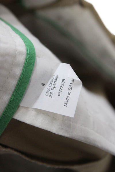 J Crew Unisex Chino Shorts Beige Zip 98% Cotton 2% Spandex Size 4