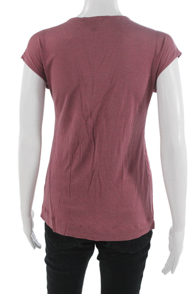 Banana Republic Women Tunic Blouse Purple Short Sleeve Round Neck Size S