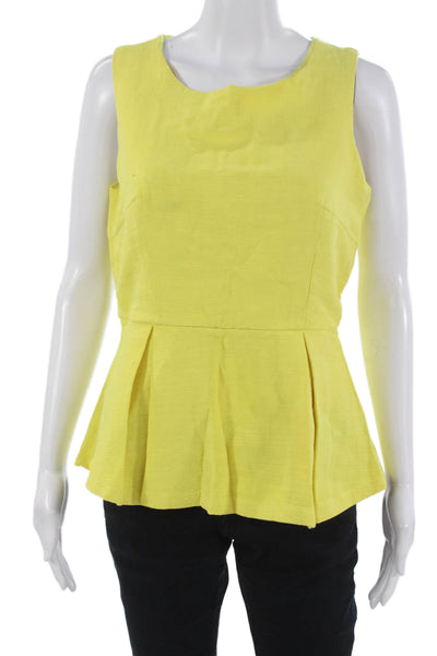 Banana Republic Women Sleeveless Round Neck Yellow Cotton Blend Blouse Size 8