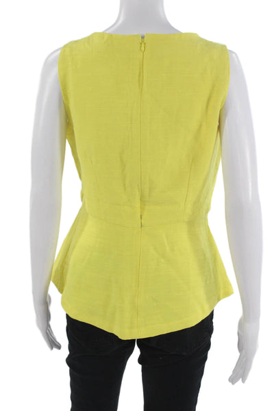 Banana Republic Women Sleeveless Round Neck Yellow Cotton Blend Blouse Size 8