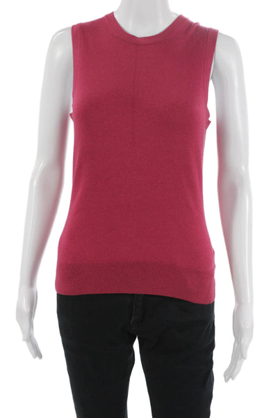 Banana Republic Women Basic Sleeveless Tank Red Silk Blend Crew Neck Size S