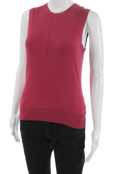 Banana Republic Women Basic Sleeveless Tank Red Silk Blend Crew Neck Size S