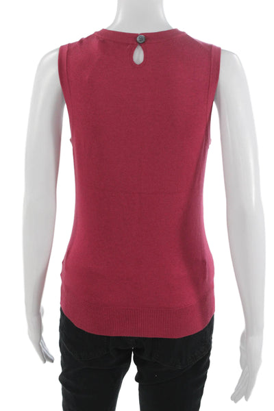 Banana Republic Women Basic Sleeveless Tank Red Silk Blend Crew Neck Size S