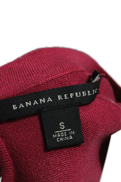 Banana Republic Women Basic Sleeveless Tank Red Silk Blend Crew Neck Size S