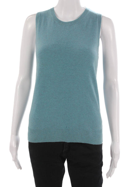 J Crew Unisex Blue 100% Cashmere Crew Neck Sweater Vest Size S