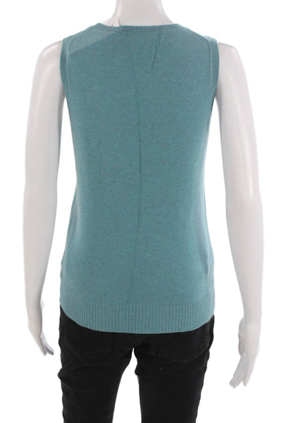J Crew Unisex Blue 100% Cashmere Crew Neck Sweater Vest Size S