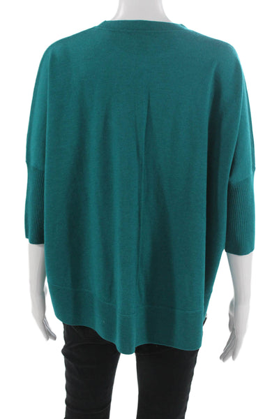 J Crew Unisex Green Cotton Blend Pullover Sweater Crew Neck 3/4 Sleeve Size S