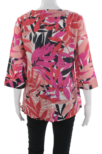 Banana Republic Women Tunic Blouse Black Floral 3/4 Sleeve Size S