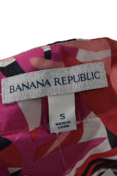 Banana Republic Women Tunic Blouse Black Floral 3/4 Sleeve Size S