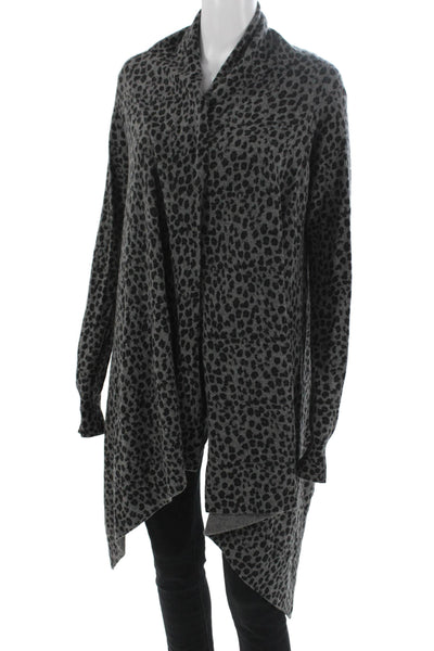 Autumn Cashmere Unisex Dark Gray Leopard Cardigan 100% Cashmere Size M