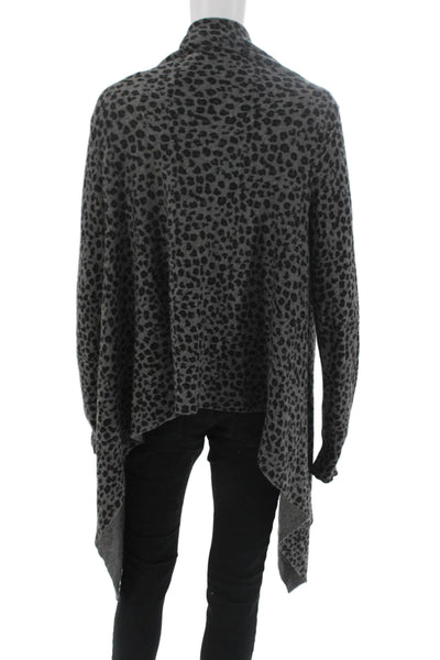 Autumn Cashmere Unisex Dark Gray Leopard Cardigan 100% Cashmere Size M