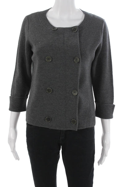 Talbots Unisex Dark Gray Cardigan 3/4 Sleeve Acrylic Button Size S