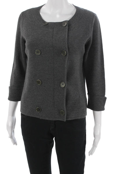 Talbots Unisex Dark Gray Cardigan 3/4 Sleeve Acrylic Button Size S