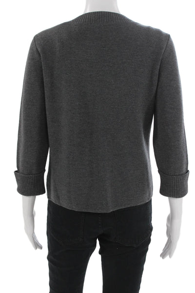 Talbots Unisex Dark Gray Cardigan 3/4 Sleeve Acrylic Button Size S