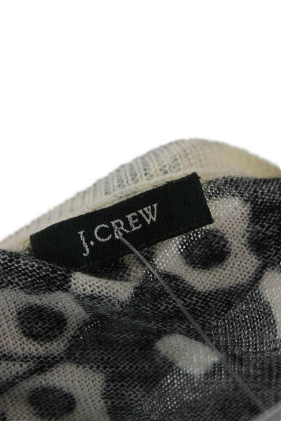 J Crew Unisex Black V-Neck Geometric Cardigan Cotton Blend 3/4 Sleeve Size S