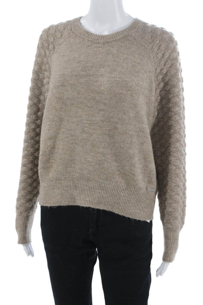 DKNY Unisex Pullover Sweaters Beige Cashmere Blend Crew Neck Long Sleeve Size M