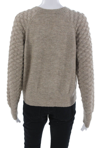 DKNY Unisex Pullover Sweaters Beige Cashmere Blend Crew Neck Long Sleeve Size M