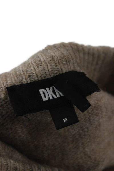 DKNY Unisex Pullover Sweaters Beige Cashmere Blend Crew Neck Long Sleeve Size M