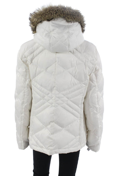 Kenneth Cole Reaction Womens Quilted Puffer Parka White Polyester Size XL