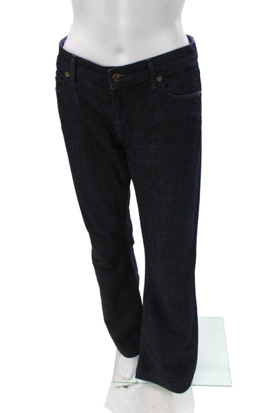 Rich & Skinny Womens Dark Blue Bootcut Jeans Low Rise Button Size 30