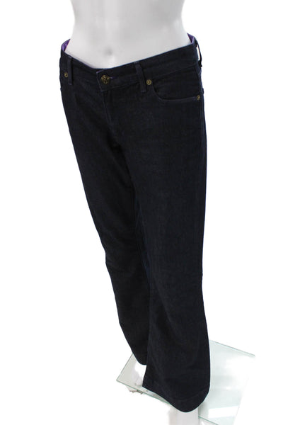 Rich & Skinny Womens Dark Blue Bootcut Jeans Low Rise Button Size 30