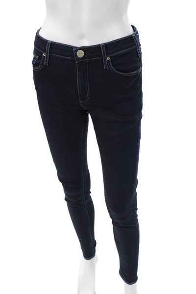McGuire Womens Skinny Jeggings Dark Blue Mid Rise Button Size 27